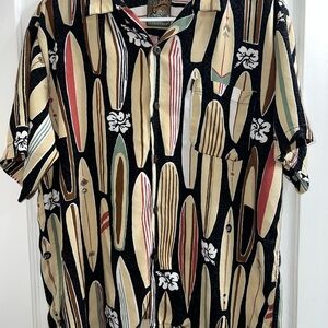 Vintage Pineapple Connections Hawaiian Aloha Shirt Rayon Surfboard Print Size M